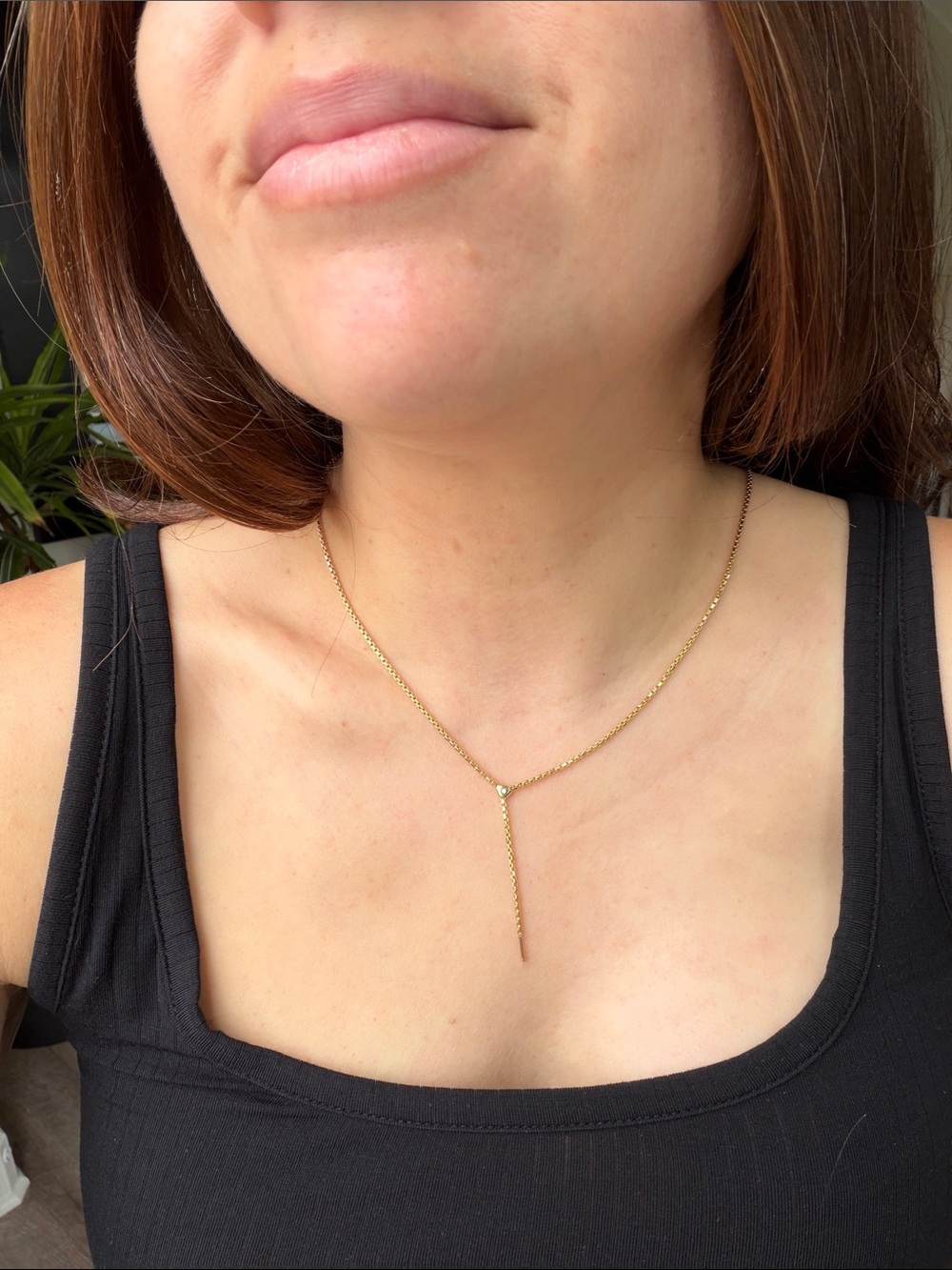 Loren Stewart 16” Box Chain 10k Gold Elowen Diamond Lariat Y-Necklace